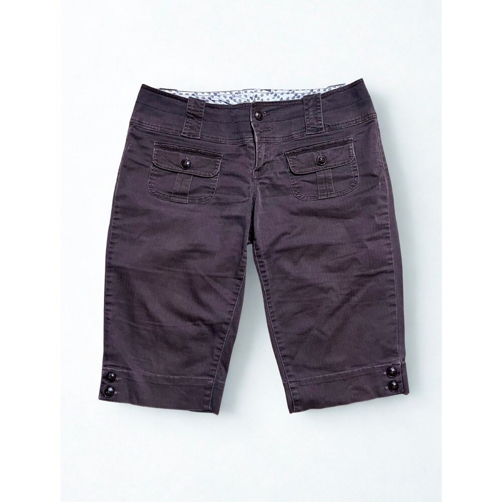 Vtg Y2K Nori Low Rise Chocolate Brown Bermuda Shorts Round Flap Pockets Size 9